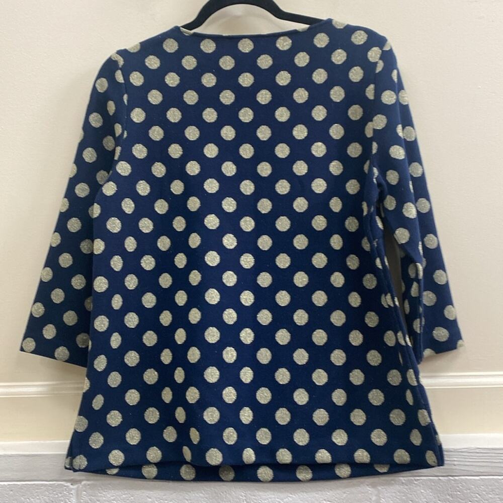 Boden 10 navy gold polkadot cotton blend sweater - Picture 5 of 5